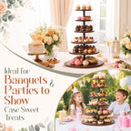Willinglong 6 Tier Large Cupcake Stand for 80 Cupcake Rustic Tower Tree 360° Rotatable Cupcakes Holder Wood Dessert Table Display Dessert Stand for Birthday Graduation Baby Shower Wedding Party - Image 6