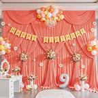 10x10ft Orange Backdrop Curtain for Parties Wrinkle Free Fabric Backdrop Curtain Wedding Photo Backdrop Drapes for Baby Shower Birthday Party Photo Shoot Photography Back Drop 2 Panels 5x10FT by Suppromo