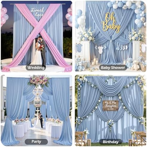 20ft×15ft Dusty Blue Backdrop Curtain for Wedding Parties - Image 4