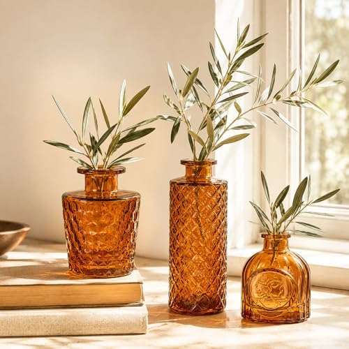 Brown Glass Bud Vases Set of 12, Mini Flower Vase for Centerpieces, Small Amber Bud Vases in Bulk for Wedding Decorations, Vintage Vase for Table, Recepetion, Home Décor - Image 6