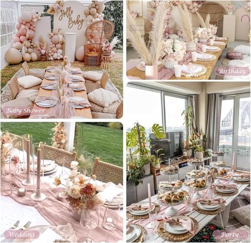 12 Pack Dusty Pink Cheesecloth Table Runner 35x120 Inches Spring Summer Boho 10FT Sheer Pink Cheese Cloth Table Runner for Wedding Baby Shower Tea Party Boho Home Decorations - Image 4