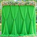 Green Tulle Backdrop Curtain for Parties Wedding,10ft x 10ft Wrinkle Free Curtain Backdrop,2 Layer Drapes for Backdrop,Polyester Wedding Back Drop for Bridal Shower Birthday Baby Shower Photography by Shillance