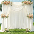 10x10 Ivory Backdrop Curtain for Wedding Parties Wrinkle Free Ivory Photo Curtains Backdrop Drapes Fabric Decoration for Baby Shower Photoshoot 5ft x 10ft,2 Panels - Image 4