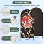 Arch Backdrop 6.6 Ft, Cherry Blossom Spandex Stretch Fitted Arch Cover, Round Top Chiara Arches Stand Backdrop Cover for Wedding Birthday Party Baby Shower Harmony Crane Red Moon Paper Fan - Image 6