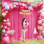 20x12ft Hot Pink Backdrop Curtain Panels for Parties - Wrinkle Free Polyester Photo Curtain Backdrop Wedding Back Drop Fabric Drapes for Party Decorations Background for Photography - Image 7