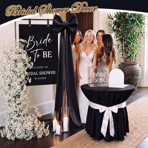 LEIFIDE Wedding Welcome Sign Stand with Giant Bow Adjustable Wedding Sign Holder with 2 Leather Hanging Straps Seating Chart Easel for Birthday Bridal Shower Home Party Decor (Black,Simple) - Image 2