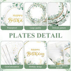 Pickmesh 400 Pcs Sage Green Birthday Party Supplies Paper Plates Serve 50 - Image 2