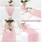 16 Pack Light Pink Cheesecloth Table Runners 20x120 Inch Gauze Table Runner Cheese Cloth 10FT Pink Table Runner Rustic Sheer Runner for Wedding Birthday Party Baby Shower Table Decor - Image 4