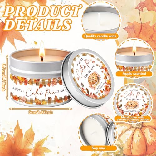 WILLBOND 12 Pcs Fall Pumpkin Cutie Pie Baby Shower Candle Favors Scented - Image 2
