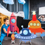 Leinuosen 3 Pcs Large Woodland Animal Cutouts Baby Shower Party, Spacecraft - Image 6