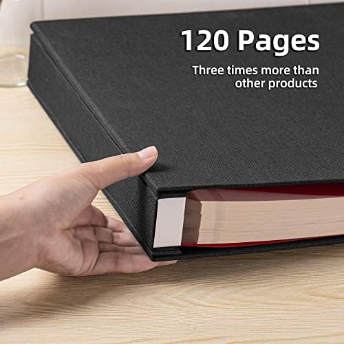 Large Photo Album Self Adhesive 4x6 5x7 3x5 8.5x11 Scrapbook Magnetic Album DIY Scrap Book Length 13 x Width 12.8 (Inches) 120 Sticky Pages Linen Cover DIY Photo Album (Black) - Image 4