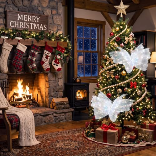 Pinkunn 4 Pcs Wedding 20" Giant LED Butterfly, 11.8ft Pearl Bead Garland - Image 6