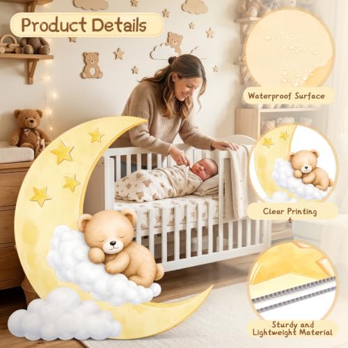 4ft Bear Baby Shower Decorations, Large Moon and Bear Cardboard Cutout Cute We Can Bearly Wait Theme Photo Booth Prop for Birthday Gender Reveal Party Supplies Outdoor Indoor - Image 3