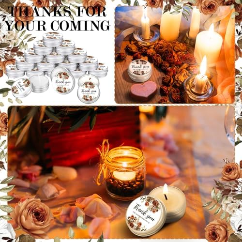 MTLEE 50 Pcs Wedding Candles Gift Favors for Guests 1 oz, Terracotta Floral - Image 3