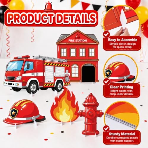 Firetruck Birthday Stand Up Decoration for Indoor Outdoor, 5PCS - Image 6