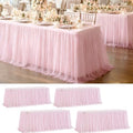 4 Pack Pink Tablecloth for 6 Foot Rectangle Tables with Tulle Table Skirt by PartyTalk