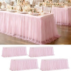 4 Pack Pink Tablecloth for 6 Foot Rectangle Tables with Tulle Table Skirt by PartyTalk