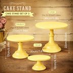 3 PCS Yellow Round Cake Stand Set, Multi Size Metal Cupcake Holders Stand for Birthday Wedding Banquets, Pastry Display Holders for Holiday Party Dessert Display Table Decor (8"/10"/12" Plate) - Image 2