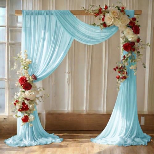 Pack of 2 Wedding Arch Drape Panel Fabric 30" x 75ft - Teal by MDS