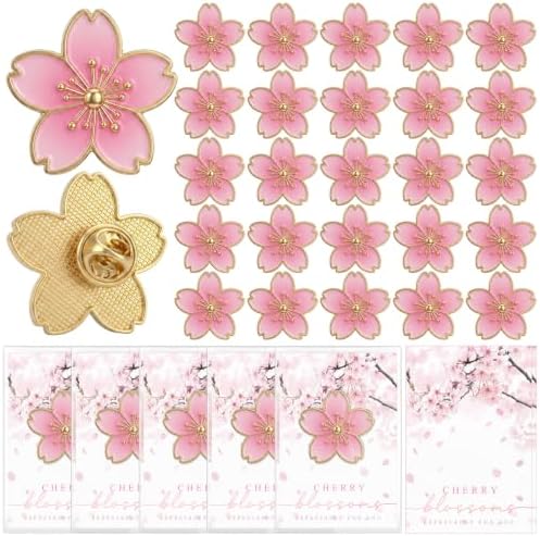 50 Sets Cherry Blossom Party Favors Bulk Enamel Pins Sakura Gifts by Hinly