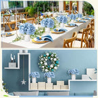 Mimorou 6 Set Floral Table Centerpiece Fake Hydrangea Decor, Dusty Blue - Image 5