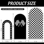 FYSUIMU 3 Pcs Race Car Arch Backdrop Covers Black White Checkered Flag Racing Track Stretchy Spandex Arch Stand Fabric Cover for Racer Birthday Baby Shower Fast Party Decoration (4ft/5ft/6ft) - Image 2