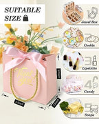 EQOREIIN 100 Pack Small Thank You Gift Bags with Handles & Ribbon, Pink - Image 2