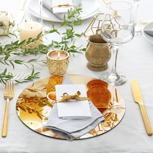 VASUHOME 10" Gold Mirror Centerpieces for Tables, Round Mirror Plates Set for Candle, Wedding, Party Decorations, Circle Mirror Trays with Smooth Edge and Cushioned Feet, 2mm Thick - Image 2