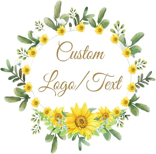 Personalized Custom Stickers Labels for Wedding Favors Birthday, Business Logo Customized Sticker.Waterproof, Fade & Heat Resistant and Cold Resistant. Pack of 100 to 1000. (Wreath 20, 4 Inch) by clylife