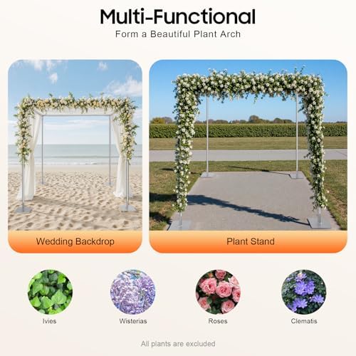 10ft x 10ft x 10ft Adjustable 4 Post Hardware Kit, Heavy Duty Backdrop Canopy Kit, Outdoor Wedding Arch Backdrop Stand for Party Birthday Ceremony Event Decorations, Silver - Image 5
