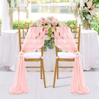 Blush Aisle Chair Sashes 8ft Long 48 Pieces Sheer Chair Cover for Banquet Wedding Aisle Chair Party Hotel Decoration - Image 4