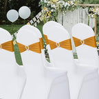 Pack of 120 Spandex Chair Sashes Bows Stretch Chair Cover Band with Buckle Slider Universal Elastic Chair Ties for Wedding Banquet Party Event Decoration (Gold) - Image 7