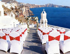 Red Chair Sashes 50 Pack with Gold Buckle Slider, Spandex Red Chair Bands Bows for Folding Chairs Wedding Party Banquet Décor - Image 2