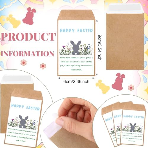 Ctosree 24 Sets Easter Seed Packets Party Favors with Mini Pots Bunny Tags - Image 4