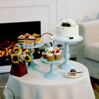 Set of 3 Blue Cake Stands, Metal Round Cake Holder Dessert Pie Pizza Display Stand 8" 10" 12" Serving Tray Decoration for Wedding Celebration Party Birthday Baby Shower - Image 7