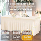 Shillance 2 Packs Ivory Spandex Tableclothes for 8 Foot Rectangle Table, Spandex Table Covers 8FT Stretch Table Skirts Rectangle Wrinkle Free Fitted Table Cloth for Event, Wedding, Banquet & Parties - Image 3