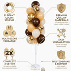 Hiins Brown Gold Balloon Stand Kit Set of 2 With base for Party Decor - Image 3