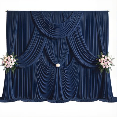 20ft x 10ft Navy Blue Backdrop Curtains, 4 Panels Navy Drapes for Backdrop - Image 3