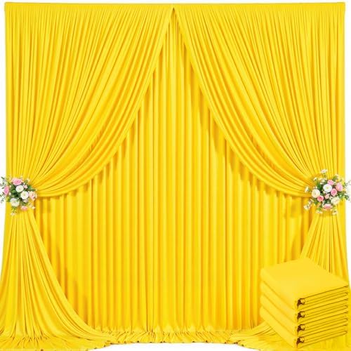 20ft x 10ft Yellow Backdrop Curtain for Parties Yellow Wrinkle Free Backdrop Drapes Panels for Birthday Party Baby Shower Wedding Photo Photography Polyester Fabric Background Decoration by Suppromo