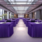 Wish Care 2 Pack Dark Purple Spandex Table Clothes for 4 Foot Rectangle Tables, 4FT Wrinkle Free Fitted Tablecloths Ruffles Design Table Cover for Party, Banquet, Wedding and Events - Image 6