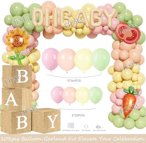 Locally Grown Baby Shower Decorations – 129 Pcs Locally Grown Baby Shower Themed Party Supplies with Backdrop, Balloon Garland, Balloon Boxes, Banner, Cake Topper, Sash, Badges - Image 3