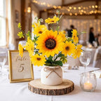 Zeyune Artificial Sunflower Potted Plants Rustic Wedding Table Centerpieces Summer Spring Kitchen Silk Yellow Flower with Plastic Pot for Home Bathroom Office Bridal Shower(12 Pcs,White,Daisy) - Image 5