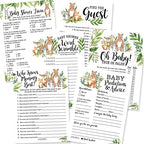 25 Woodland Who Knows Mommy Best, Baby Prediction And Advice Cards, 25 Word Scramble For Baby Shower, True Or False, 25 Trivia Baby Shower Game, Find The Guest - 6 Double Sided Cards Baby Shower Ideas by HadleyDesigns