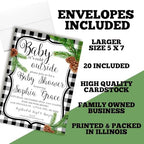 Amanda Creation Custom Baby Shower Invites Buffalo Plaid Pinecone Baby Shower Invitation 20 5x7 Personalized Pinecone Buffalo Plaid Invites With Envelopes - Image 6