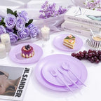 EjonirInjonir 150pcs Premium Purple Plastic Plates for Parties Matte Finish - Image 7