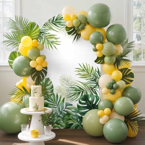 Summer Tropical Leaf Arch Backdrop Cover 7.2 FT, Country Watercolor Green Plant Leaves Wedding Arch Cover Stretchy Backdrop Stands Covers for Birthday Party Ceremony Banquet Decor - Image 3