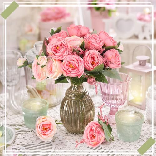 8 Bundles Artificial Peony Centerpiece Flowers,Pink Color - Image 6