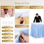 14ft Baby Blue Satin Table Skirt for Rectangle Table Teacher Desk Skirt - Image 6