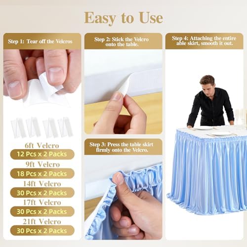 14ft Baby Blue Satin Table Skirt for Rectangle Table Teacher Desk Skirt - Image 6