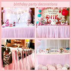 Suppromo 6ft Pink Tulle Table Skirt Baby Shower Tablecloth for Rectangle Tables or Round Tables Pink Ruffle Tutu Table Skirts Teacher Desk Skirt Princess Girls Birthday Party Cake Dessert Decorations - Image 3